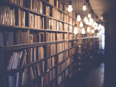 Shelves of library books — illustrative education photograph